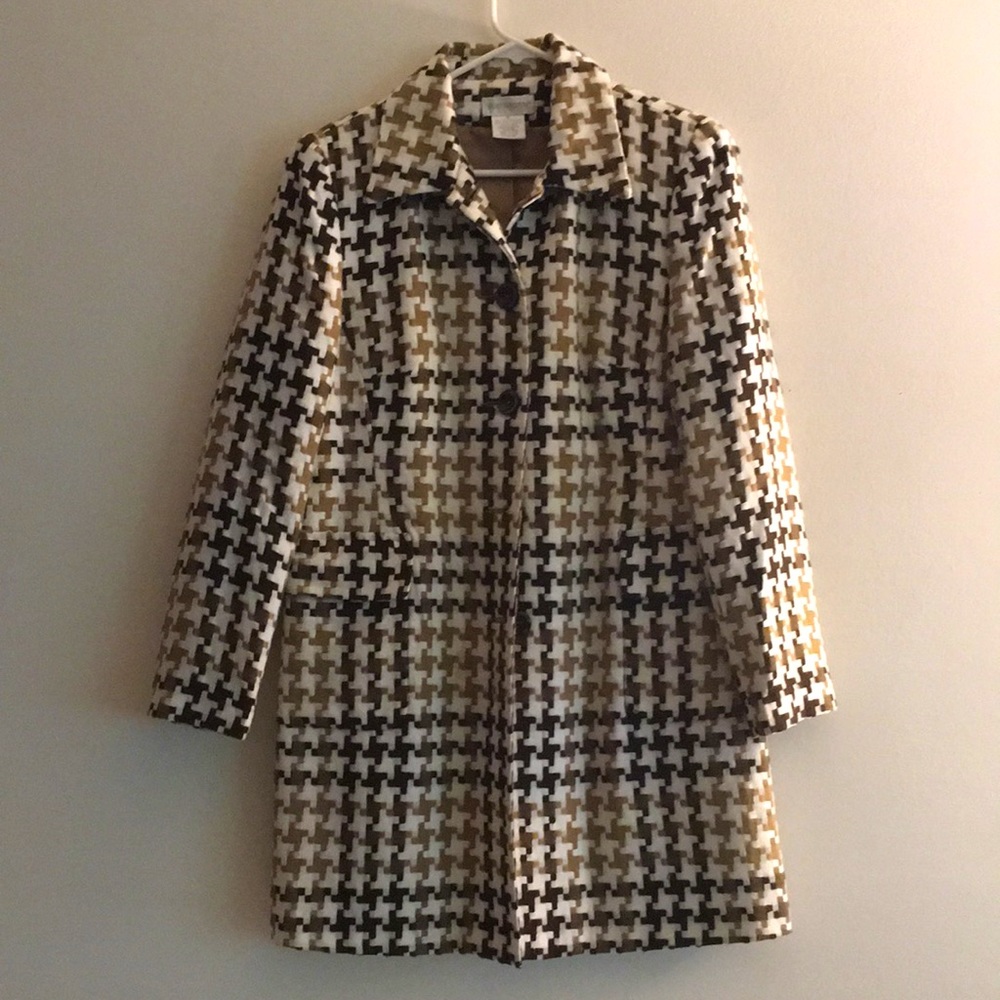 Worthington brown and cream houndstooth coat